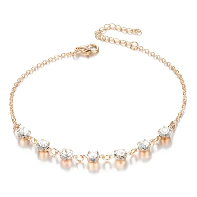 Two Layers Chain Heart Style Gold Color Anklets For Women Bracelets Summer Barefoot Sandals Jewelry On Foot Leg Chai anklet