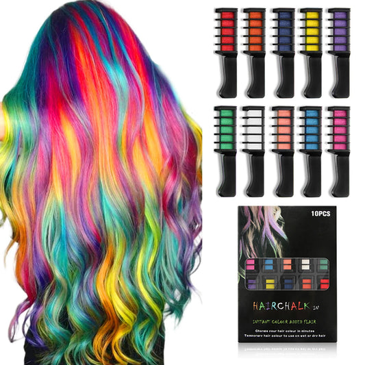 New Hair Chalk Comb Set For Kids Temporary Washable Hair Dye Comb Toy Pretend Play Makeup Gift For Girls kids makeup