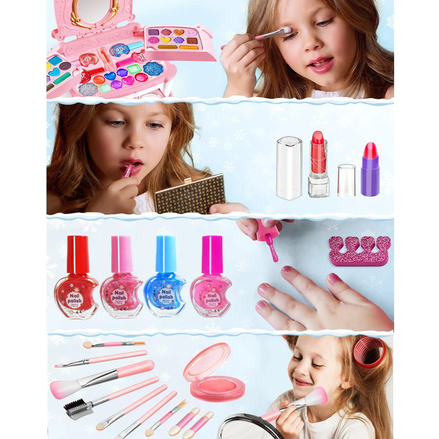 Kids Makeup Kit for Girls, Kids Play Real Washable Makeup Kit Cosmetics Toys Gift for Little Girls Toddlers Dress up Set, Birthd