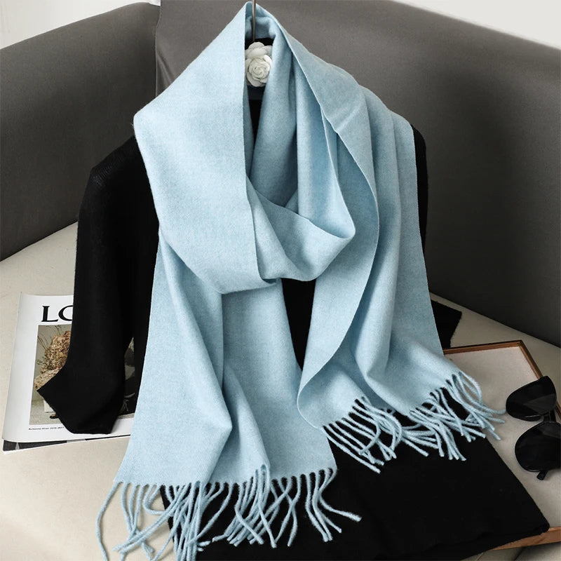 New 62 Color Winter Scarf For Women Long Warm Cashmere Scarves Hijab Solid Lady Shawl Wrap Female Pashmina Bandana Head Scarfs scarf and shawl