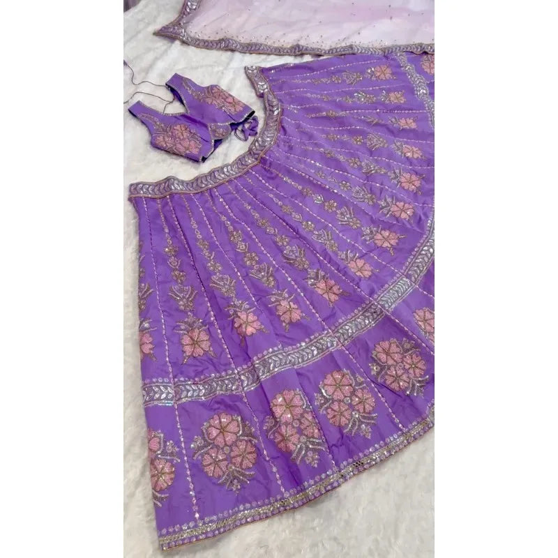 Traditional Style Heavy Bamboo Silk Lehenga Choli Paired with Duapatta As A Reception Outfit party lehnga