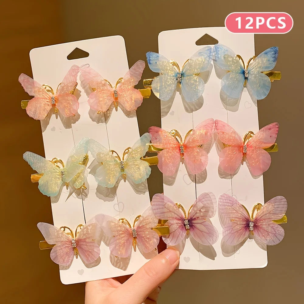 6/12/24/36 pieces of sweet girl butterfly hairpins that do not hurt hair, super nice and cute hairpins   hairclips