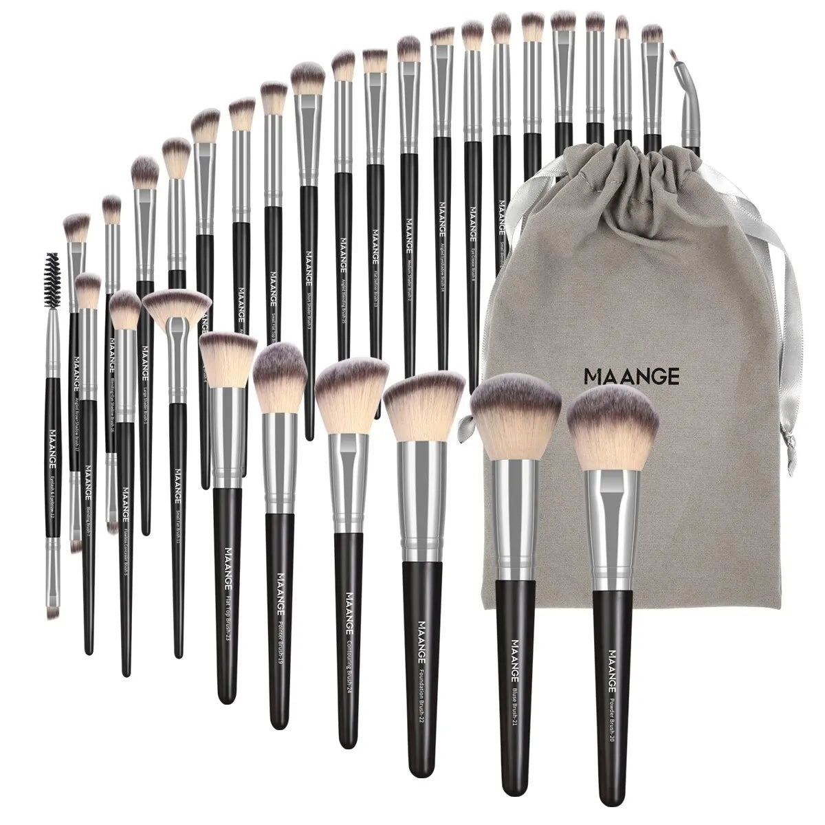 MAANGE 30pcs Professional Makeup Brush Set Foundation Concealers Eye Shadows Powder Blush Blending Brushes Beauty Tools with Bag makeup accessories