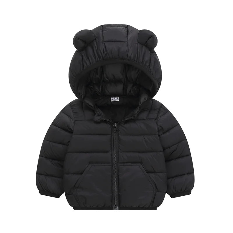 New Winter Down Warm Jackets Autumn Baby Thin Hooded Cotton Coats Girls Boys Cute Solid Outerwear 2-6 Years boys jackets and coats