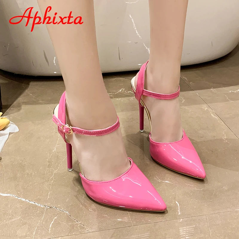 Summer 12cm Super High Stiletto Heels Ankle Strap Sandals Women Hollow Pointed Toe Party Heels Shoes Plus Size 48 party sandal