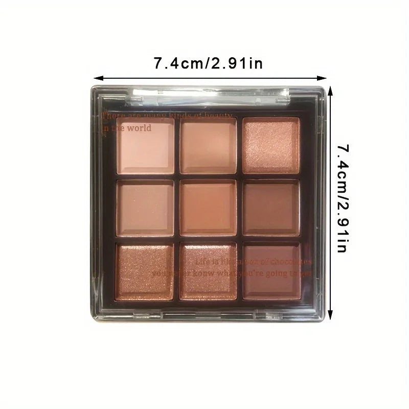 Mocha Chocolate 9 Colors Eyeshadow Palette Matte Pearly Glitter Finish Makeup Chocolate Eye shadow Palette eyes