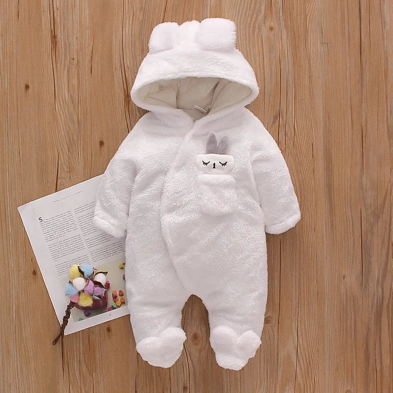 Autumn and Winter New Baby Plush Climbing Clothes Baby Warm and Thick Cartoon Dog Rabbit Cute Cotton Clothes for 0-2 Years infants girls infants boys