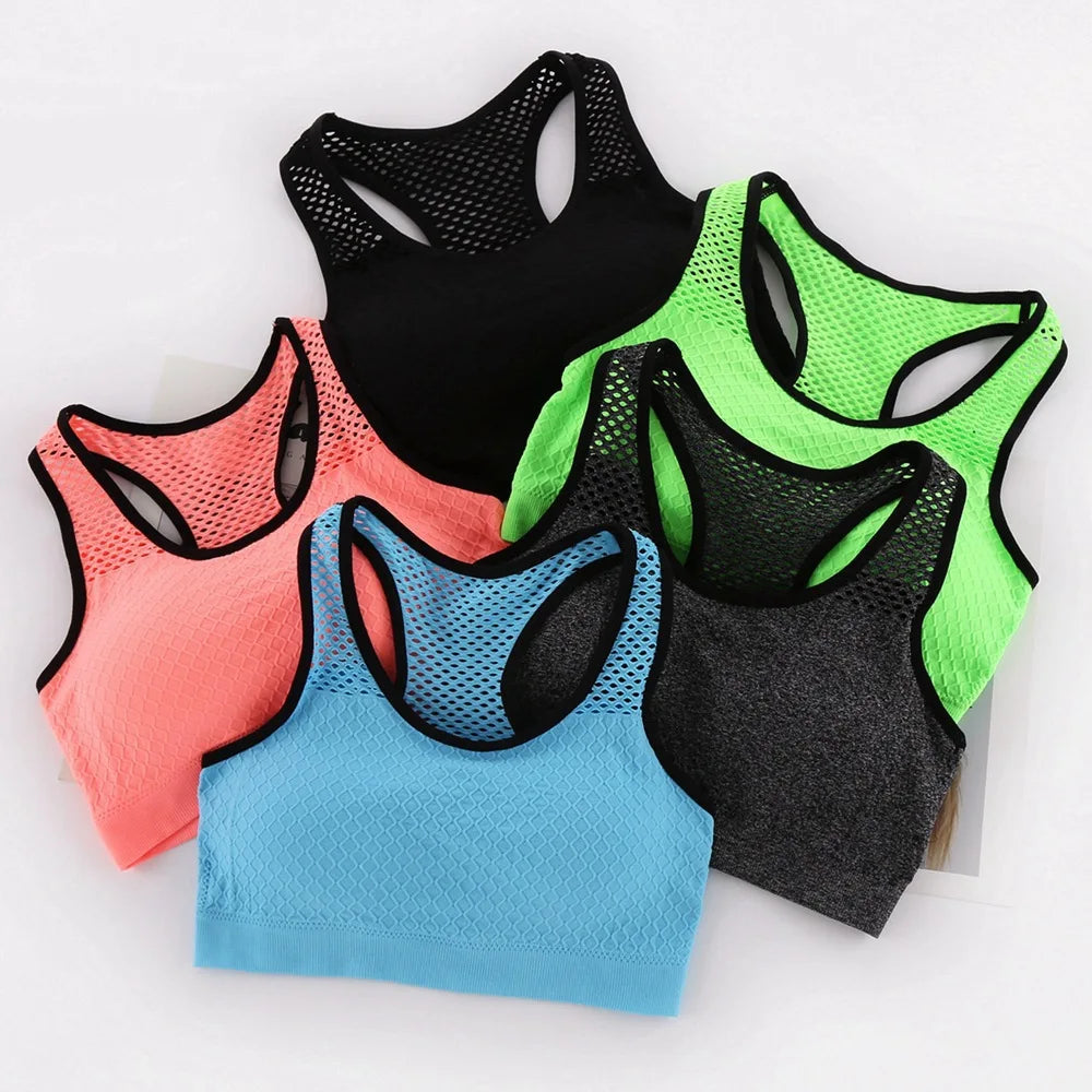 Mesh Sports Bra Hollow Out Sport Top Seamless Fitness Yoga Bras Women Gym sports