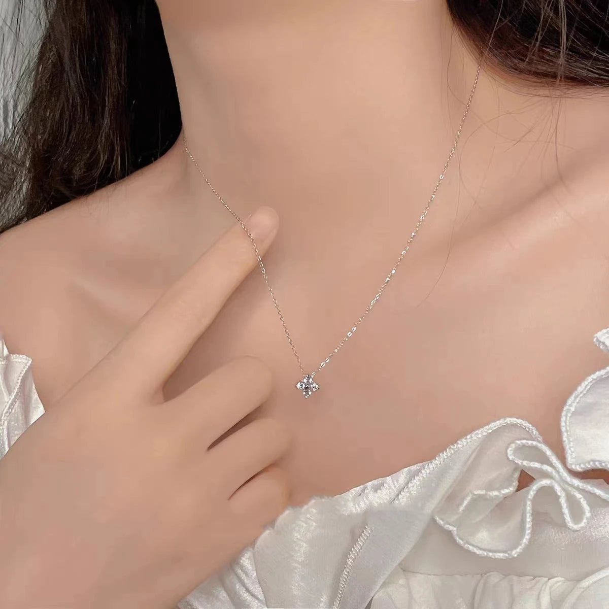 Read S925 Sterling Silver Plated 18K Gold Sparkling Zircon Flower Necklace for Women Girl Exquisite Party Jewelry Gifts  necklace