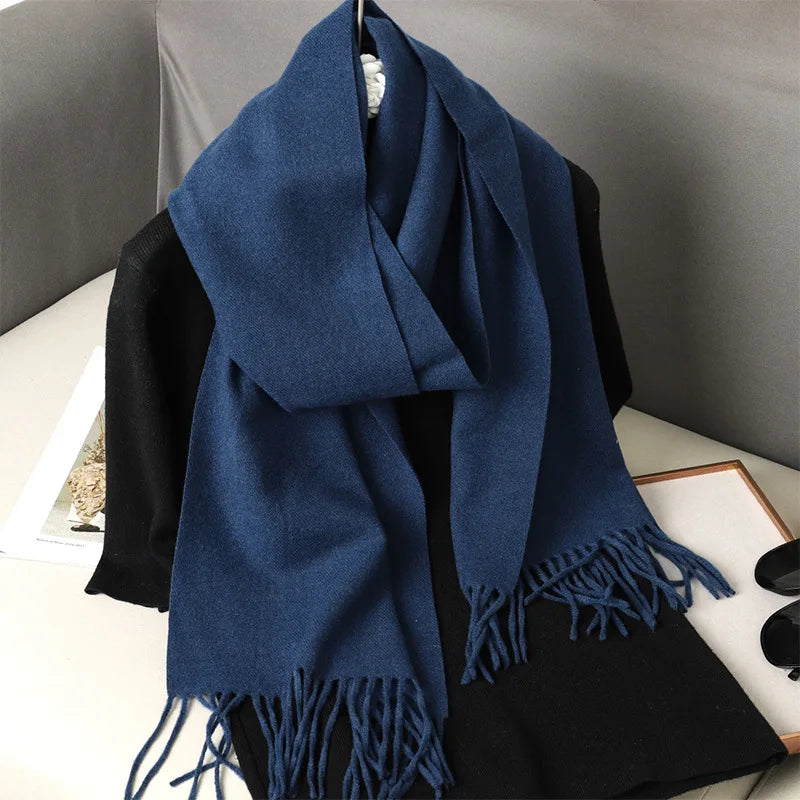 62Color Solid Women Winter Scarf Warm Thicken Cashmere Shawl Outdoor Fashion Luxury Tassels Pashmina Lady Wrap Windproof Scarves scarf and shawl