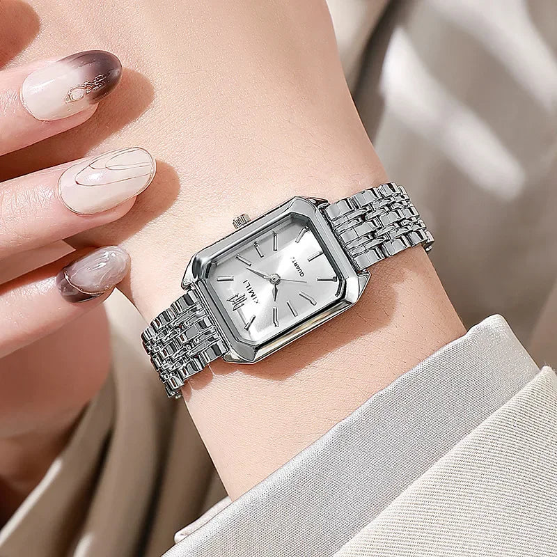 Hot Brand Stainless Steel Strap Watch Women Luxury Gift Quartz Wristwatch Student Fashion Simple Square Quartz Watches watch