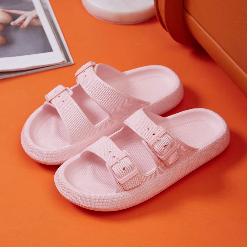 Fashion Buckle Thick Platform Slippers Women Home Soft Sole eva Cloud Slides Sandals Woman  Summer Non Slip Beach Flip Flops slipper