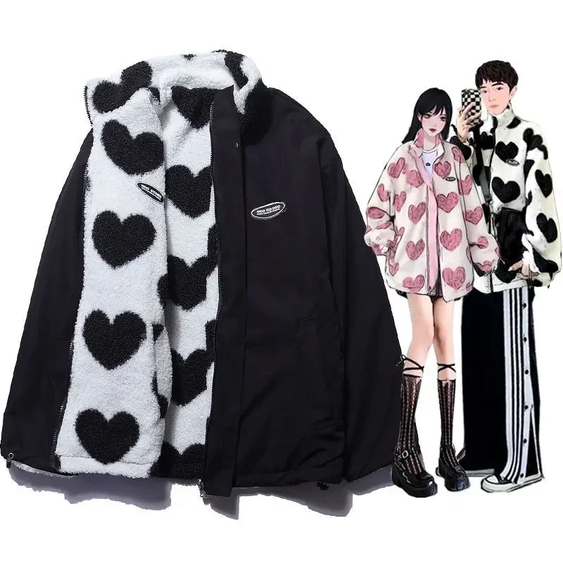 Cappotto in cotone double face autunno e inverno love lamb cappotto in peluche uomo e donna marchio alla moda nicchia cappotto in cotone con collo alto