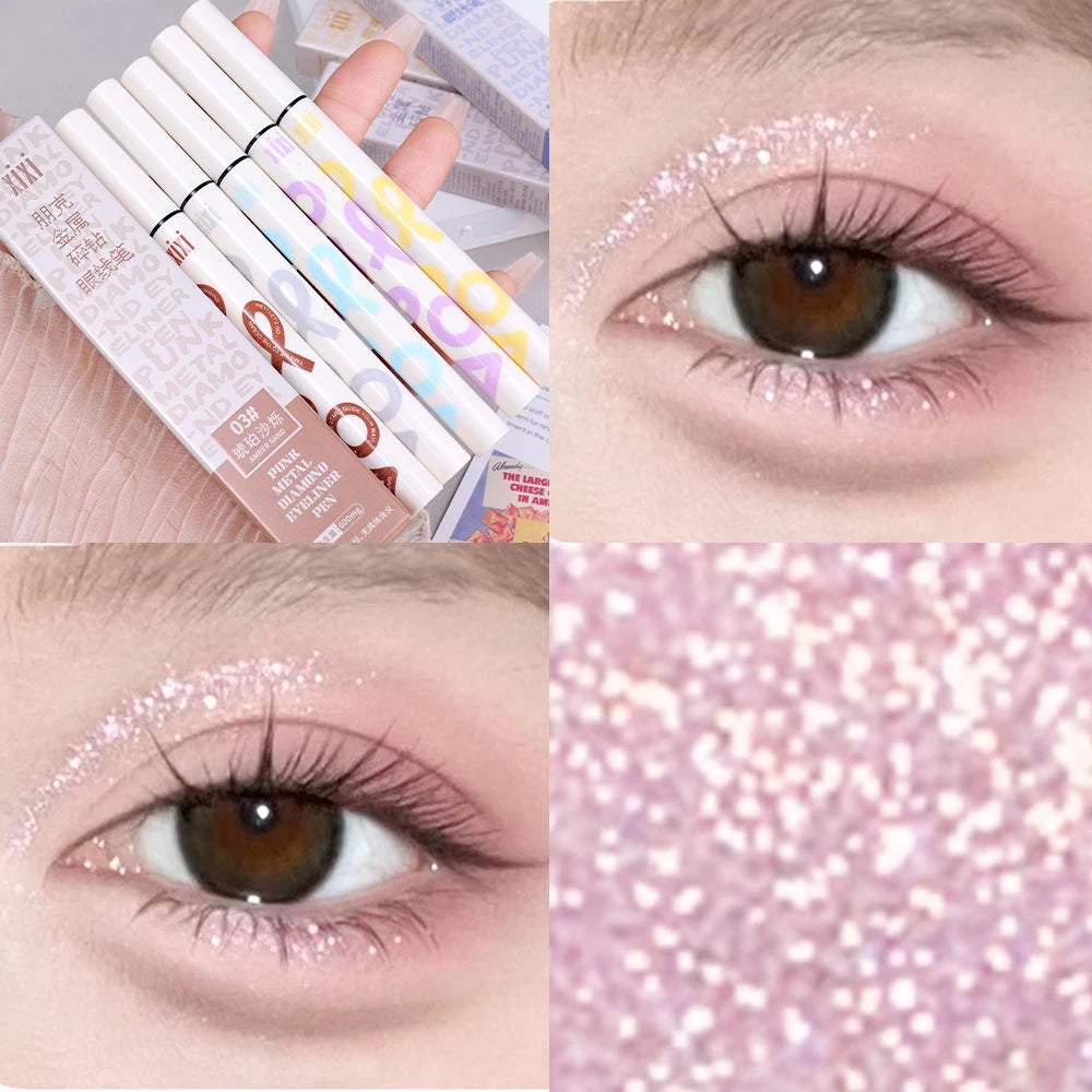 6 Colors Thin Pearlescent Eyeliner Liquid  Pencil 3 in 1 Shiny Silkworm Eye Shadow Stick Lasting Smooth Glitter Eyeliner Makeup eyes