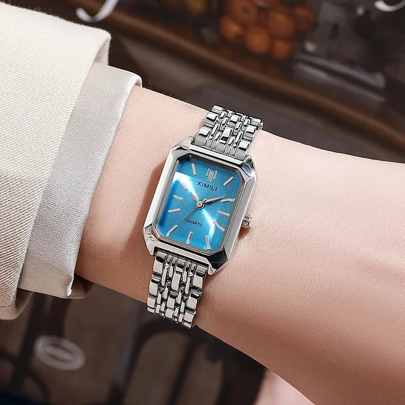 Hot Brand Stainless Steel Strap Watch Women Luxury Gift Quartz Wristwatch Student Fashion Simple Square Quartz Watches watch