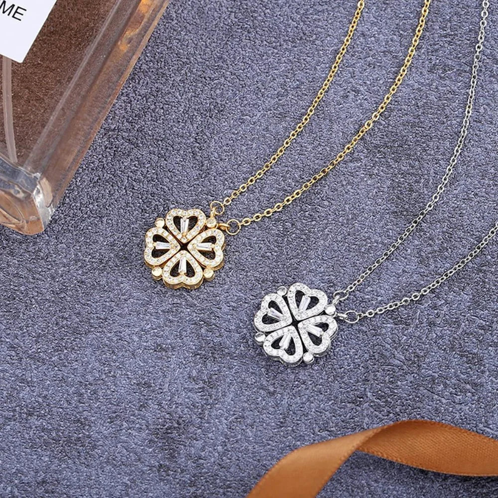 316L Stainless Steel Love Magnetic Pendant Necklace for Women Clover Necklace Heart Shaped Clover Necklace Pendant Jewelry Gift  necklace