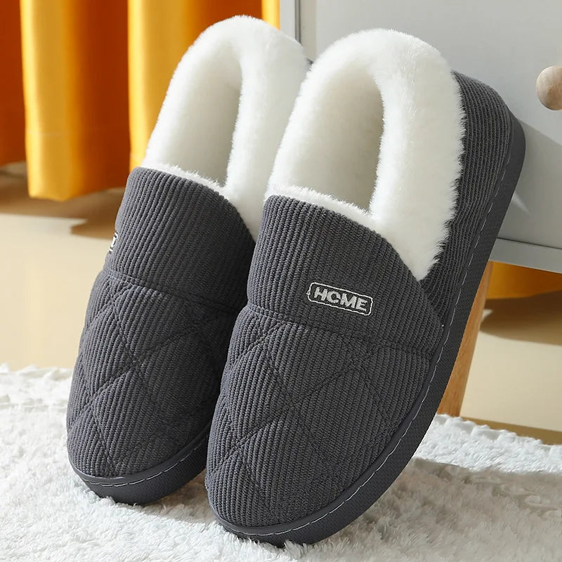 Comwarm New Women Slippers Winter Warm Plush Fur Antiskid Cloud Slippers Outdoor Breathable Thick Flat Sole Soft Home Slipper