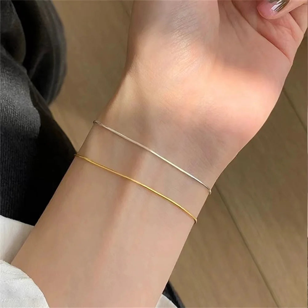 New Ultra-fine Stainless Steel Snake Chain Bracelet Gold Color Simple Bracelet For Women INS Fashion Jewelry Accessories bracelete