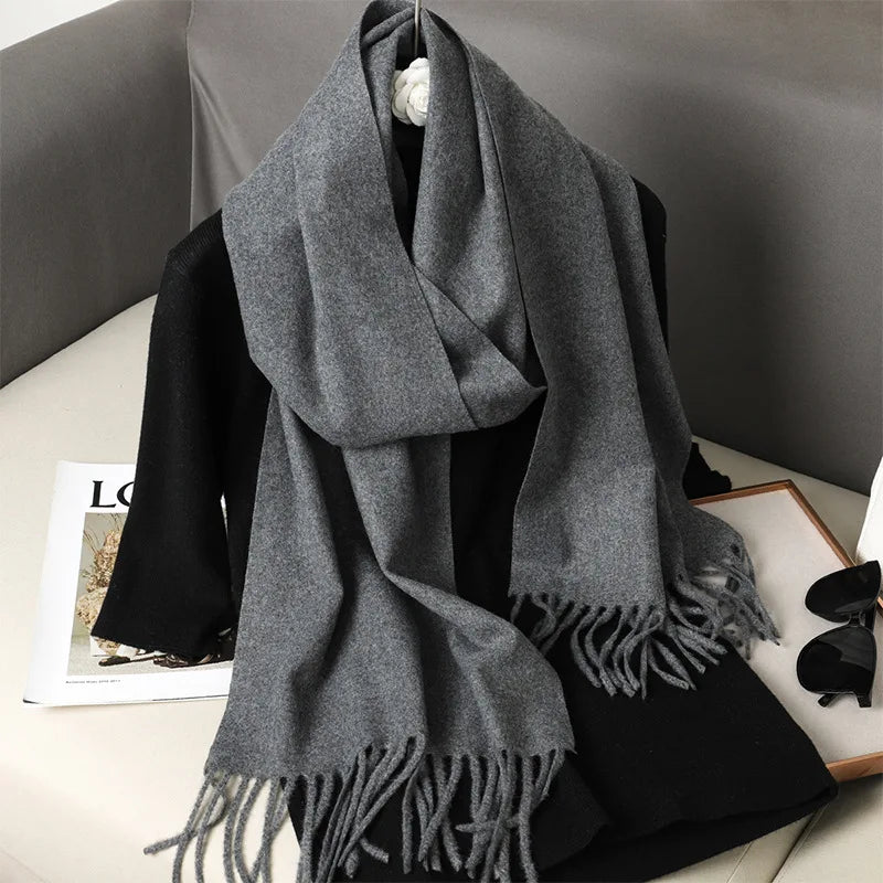 62Color Solid Women Winter Scarf Warm Thicken Cashmere Shawl Outdoor Fashion Luxury Tassels Pashmina Lady Wrap Windproof Scarves scarf and shawl