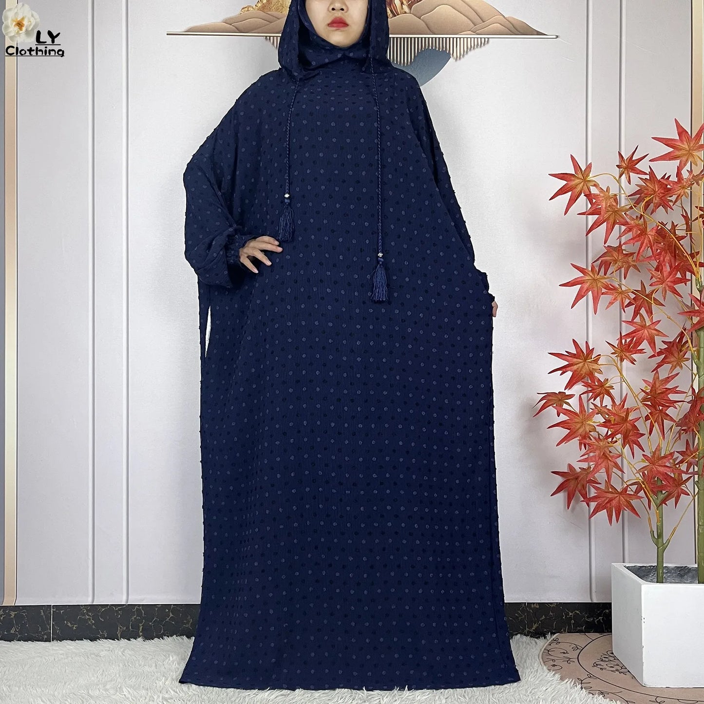 New Pure Cotton Ramadan Muslim Two-Hat Abaya Dubai Turkey Islam Prayer Clothes Loose Robe Islamic Women Traditional Clothing abaya