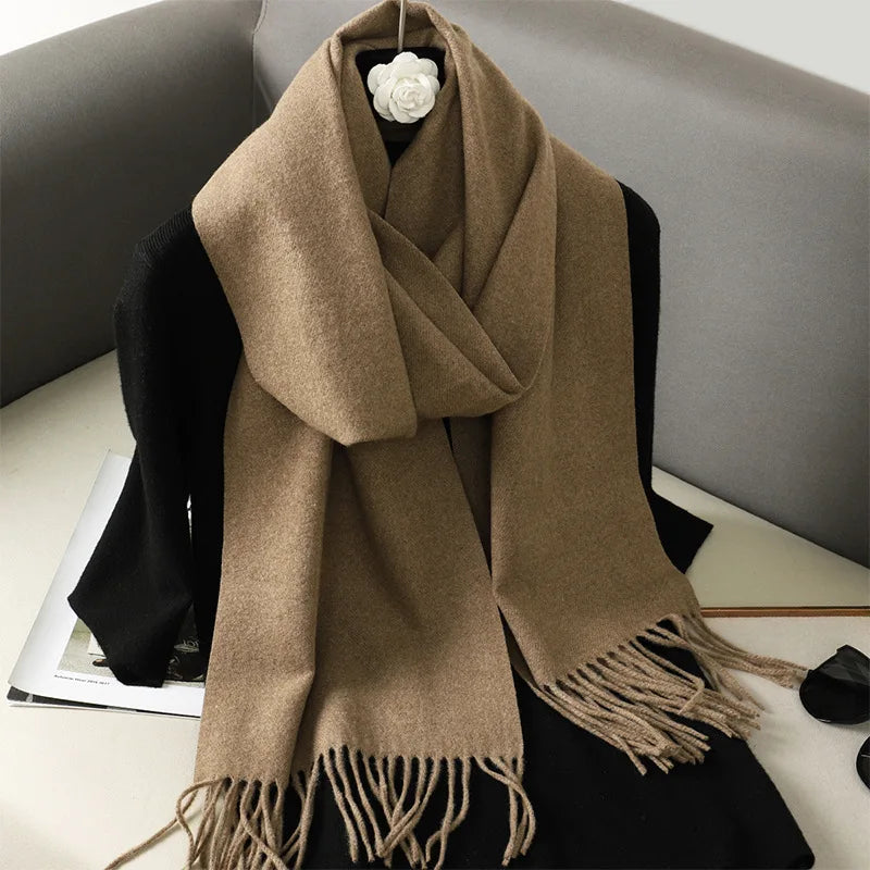 62Color Solid Women Winter Scarf Warm Thicken Cashmere Shawl Outdoor Fashion Luxury Tassels Pashmina Lady Wrap Windproof Scarves scarf and shawl