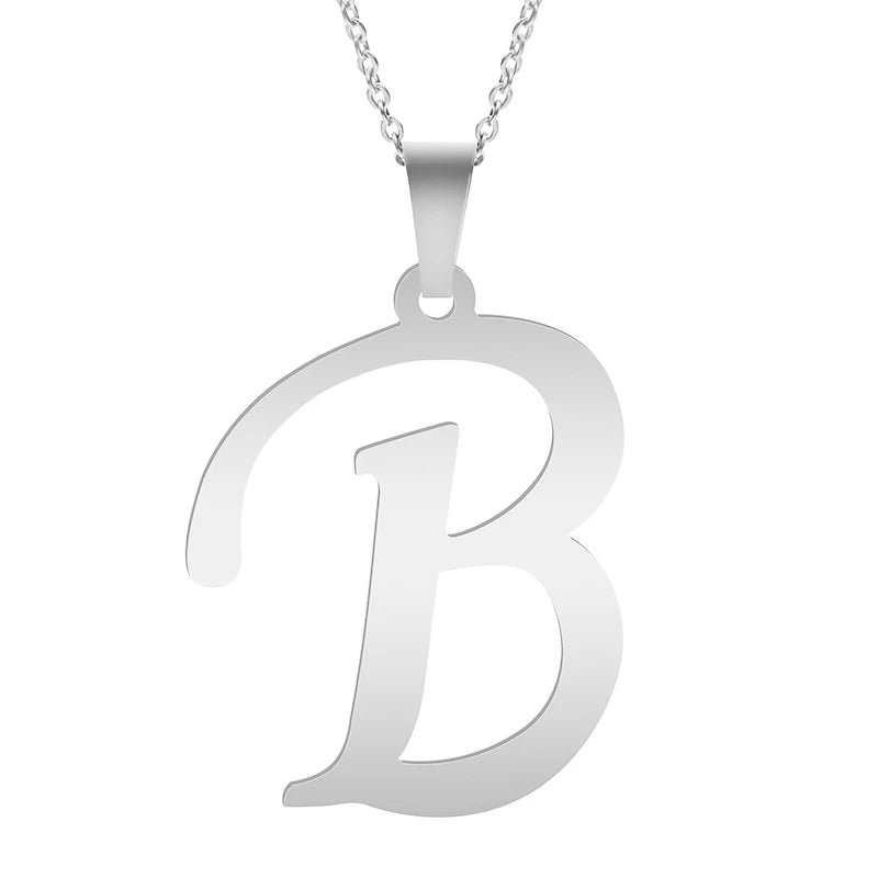 Fashion Letters A-Z Necklace for Women Men Stainless Steel High Quality English Alphabe Necklace A B C D E FGHIJKLMNOPQRSTUVWXYZ necklace