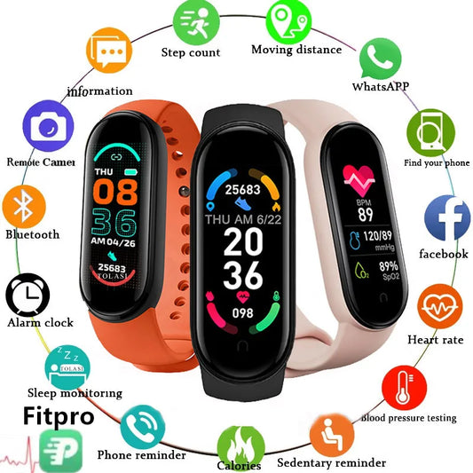 M6 Smart Watch Men Women Fitness Smart Bracelet Sports Band Heart Rate Blood Pressure Monitor Waterproof Multi-function Watches watch