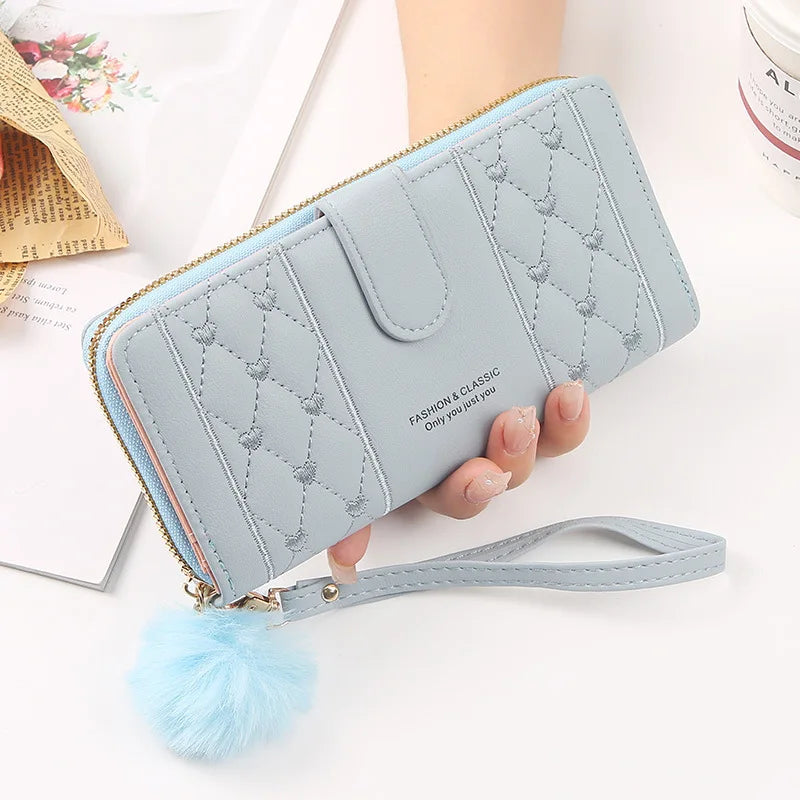 Women Long Wallet Pu Leather Card Holder Large Capacity Hasp Zipper Coin Purse Multi Card Organizer Cell Phone Wristlet Handbag bags