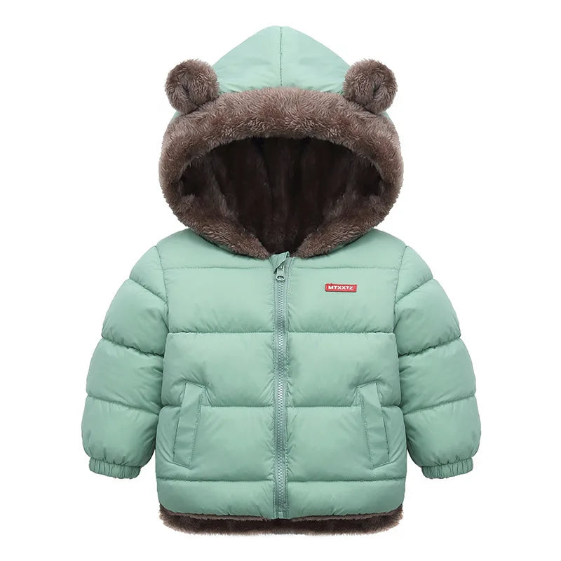 Warm Outerwear Girl Boy Hooded Lamb Fleece Down Jackets Casual Jacket Children Clothes New Baby Thicken Coats  girls jackets and coats