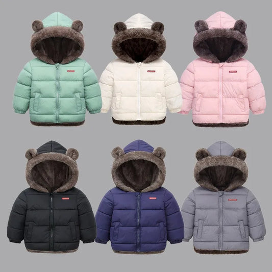 Cashmere Children Coat  Autumn Winter Thicken Jacket Boys Girls Solid Color Hooded Jackets Kids Parka Outerwear 2-6 Years infants girls infant boys