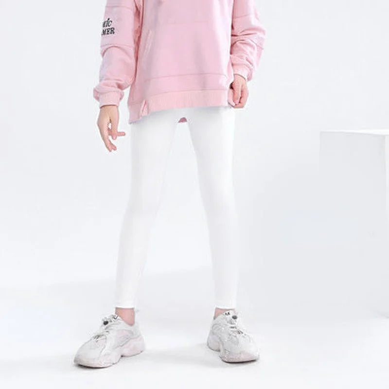 Autumn Solid Kid Leggings Girl Thin Tights Sweatpants 2+y Child Casual Ankle Length Pants Spring Toddler Skinny Cropped Trousers bottoms girls