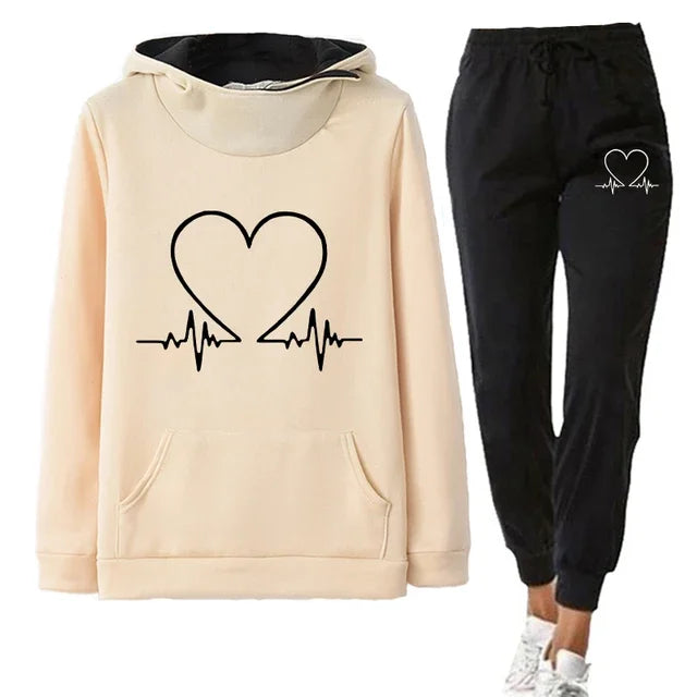 Woman Tracksuit Two Piece Set Winter Warm Hoodies+Pants Pullovers Sweatshirts Female Jogging Woman Clothing Sports