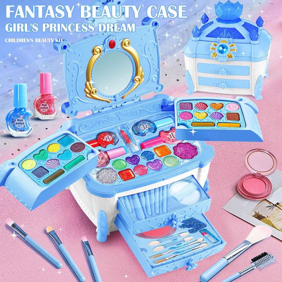 Kids Makeup Kit for Girls, Kids Play Real Washable Makeup Kit Cosmetics Toys Gift for Little Girls Toddlers Dress up Set, Birthd