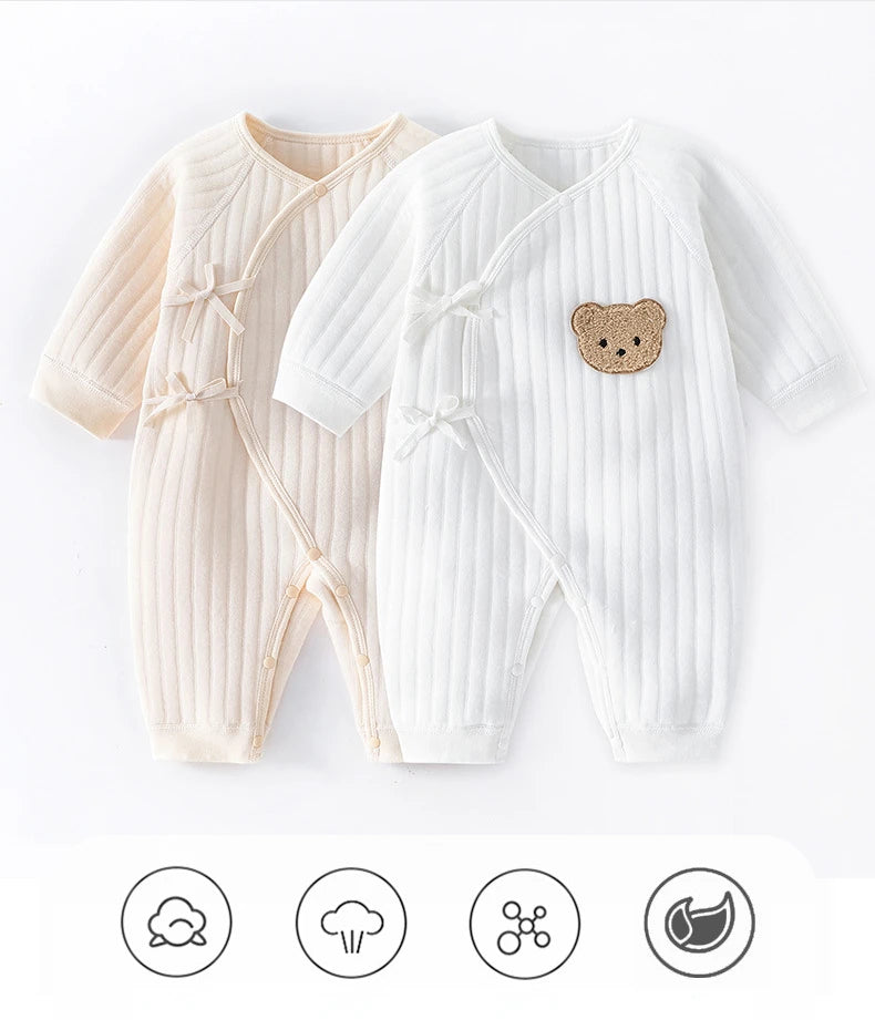 Boys Girls One Piece Outfit  100% Cotton Newborn Baby Long Sleeve Romper Infant Solid Knitting Thin Jumpsuit For Seasons infants boys