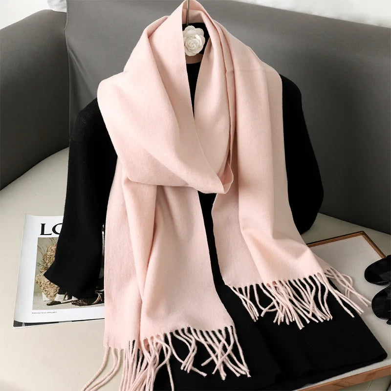 62Color Solid Women Winter Scarf Warm Thicken Cashmere Shawl Outdoor Fashion Luxury Tassels Pashmina Lady Wrap Windproof Scarves scarf and shawl