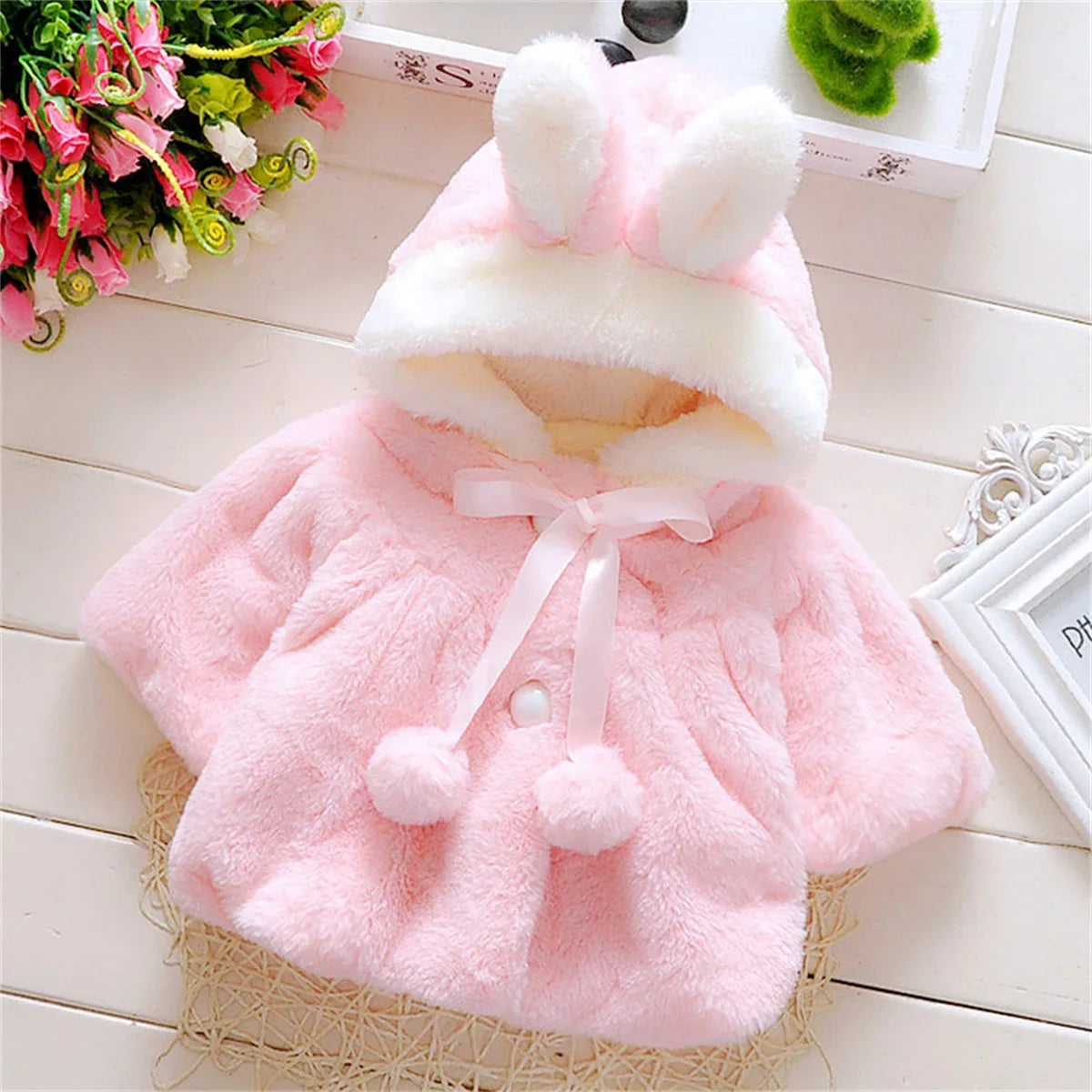 Children's clothing children's new cape girls autumn and winter wool sweater shawl baby ear fleece jacket cape infants girls