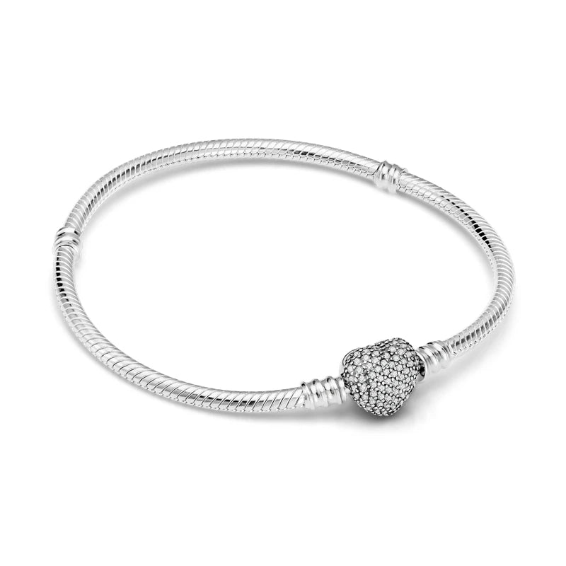 925 Silver Heart Snake Chain Bracelet For Women Infinite Knot Butterfly Infinity Clasp Femme Bracelet Bangles Luxury Jewelry bracelete