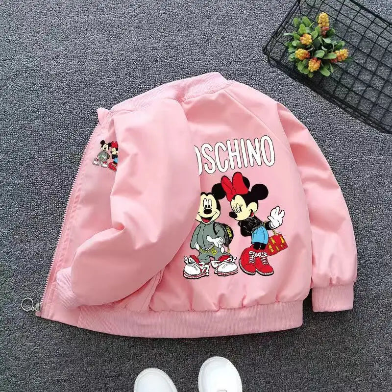 New Spring Baby Boys Girls Jacket Fashion Cartoon Mickey Minnie Mouse Print Outerwear for Kids Clothes Children Windbreaker Coat boys jackets and coats