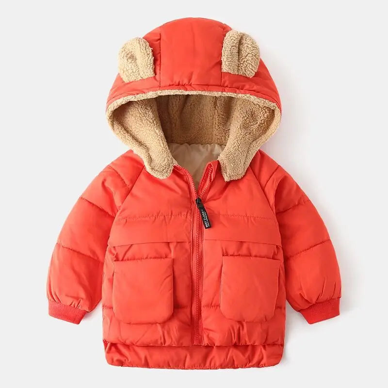 Korean Autumn Winter Children Boy Parkas Cartoon Bear Ears Little Girl Jacket Coat 1-6 Years Kids Boy Outerwear Outfit girls jackets and coats