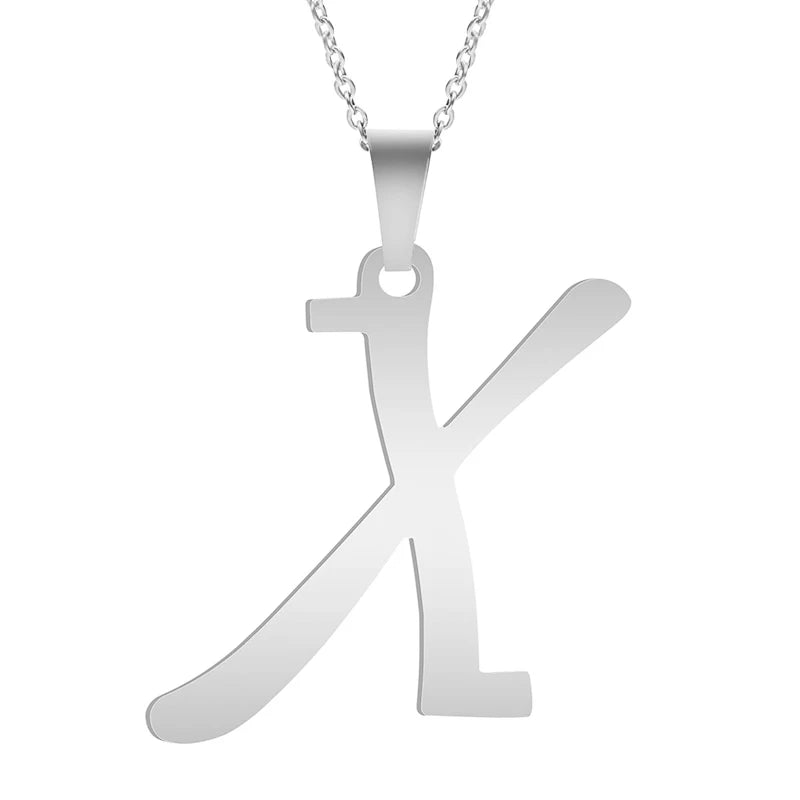 Fashion Letters A-Z Necklace for Women Men Stainless Steel High Quality English Alphabe Necklace A B C D E FGHIJKLMNOPQRSTUVWXYZ necklace