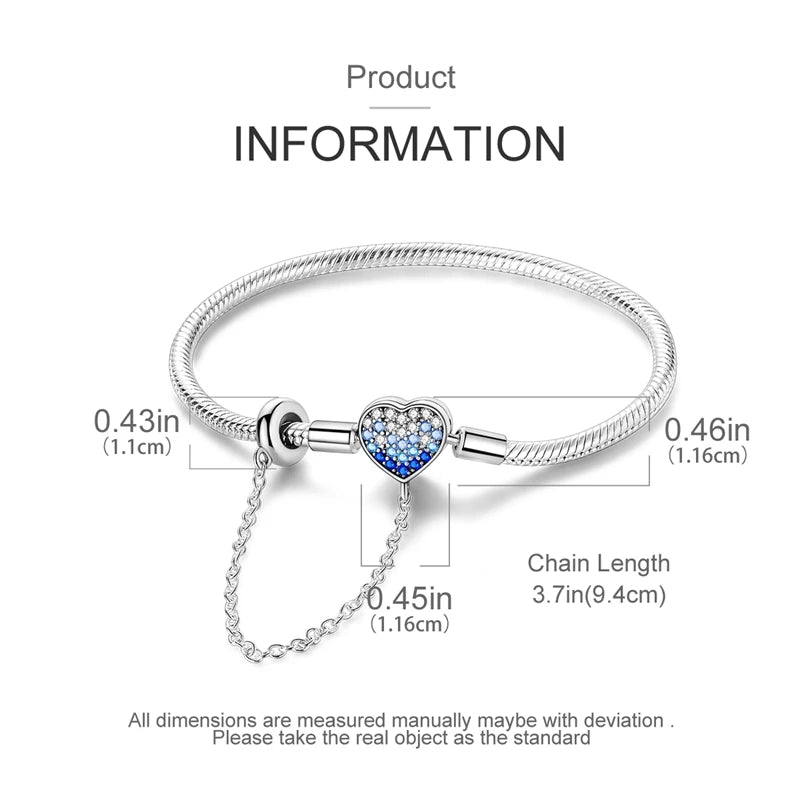 925 Sterling Silver Heart Stars and Moon Basic Chain Bracelet fit Original Charm Beads Women Design Jewelry bracelete