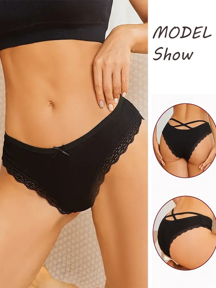 4PCS Women's Cotton Briefs Sexy Female Underpants Elasticity Comfortable Underwear Panties Lingerie S-XL  Solid Color Intimate undergarments