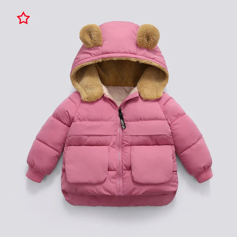 Warm Outerwear Girl Boy Hooded Lamb Fleece Down Jackets Casual Jacket Children Clothes New Baby Thicken Coats  girls jackets and coats