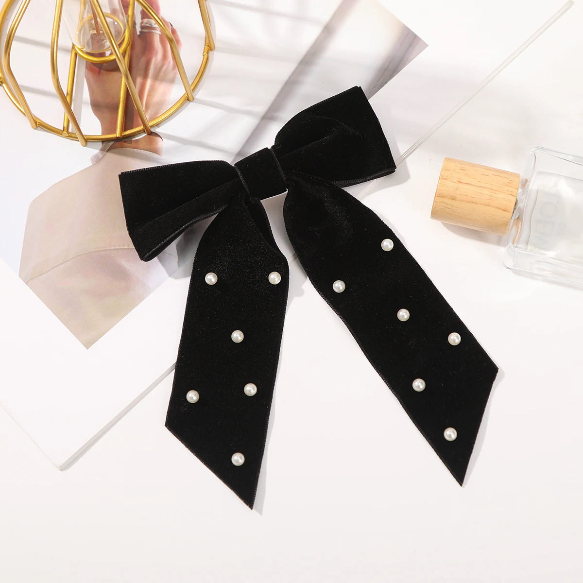 Bow Velvet Barrettes Women Temperament Ponytail Hairpin Hair Clip Girls Black Red Ribbon Hair Clip Fashion Hair Accessories   hairclips