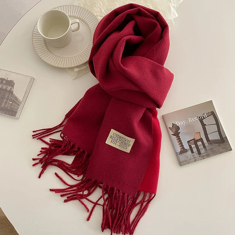 Fashion Solid Cashmere Warm Scarf New Design Pashmina Winter Double Side Diffrent Color Shawl Wraps Bufanda with Tassel Blanket scarf and shawl