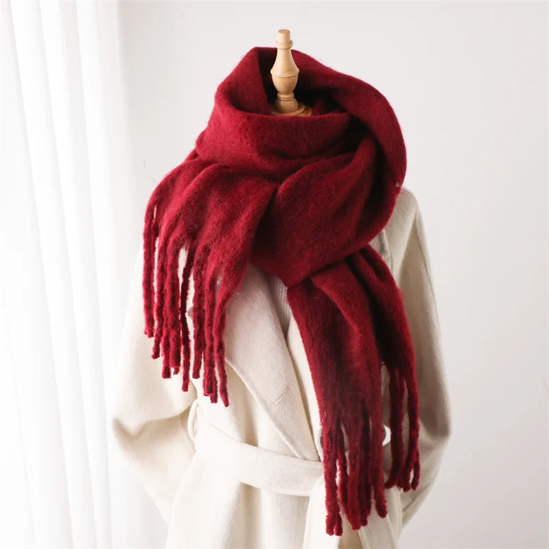 Winter Scarf for Women Cashmere Warm Solid Pashmina Blanket Wraps Female Thick Soft Bufanda Big Tassel Shawl Long Poncho Echarpe scarf and shawl