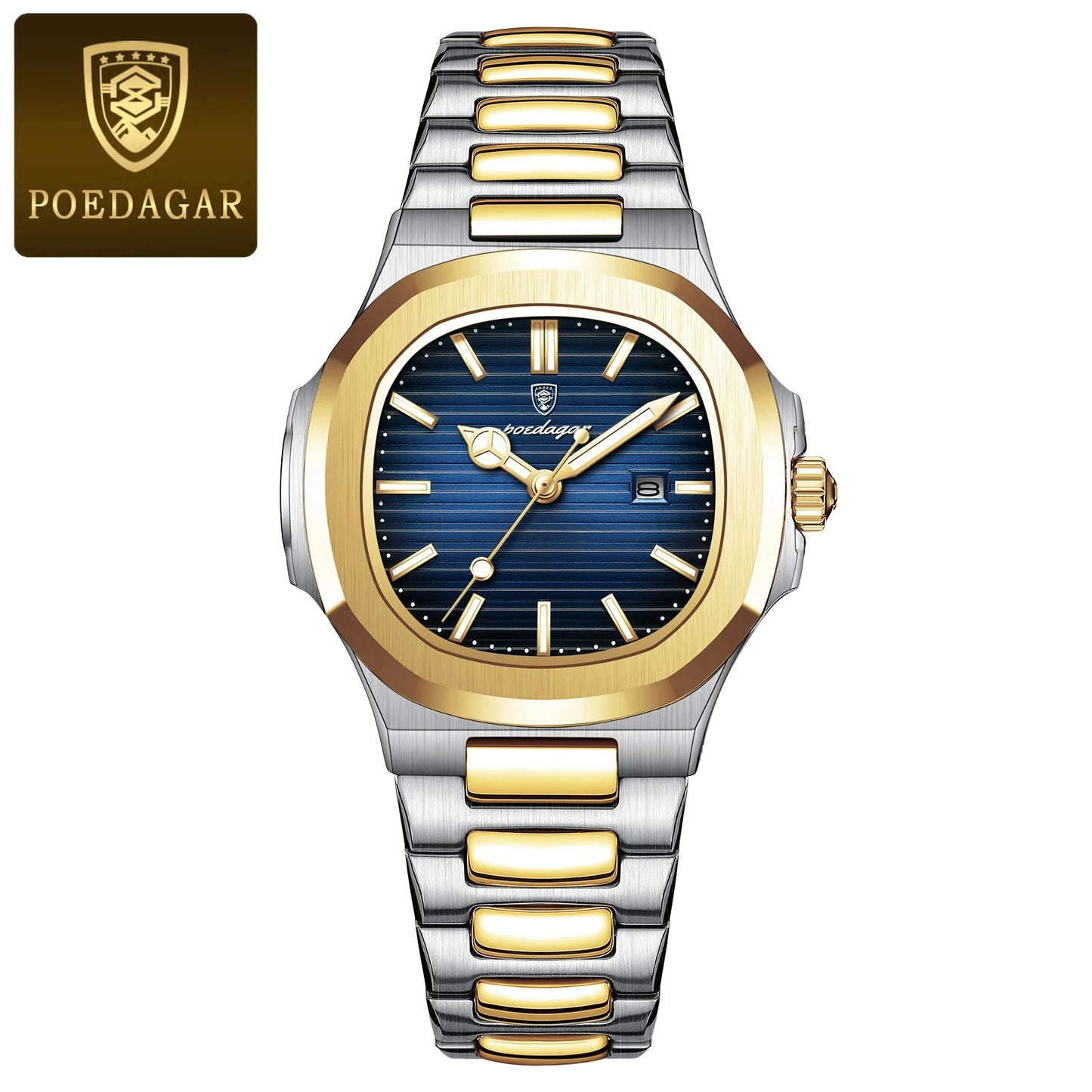 POEDAGAR Luxury Square Watch for Woman Waterproof Luminous Date Ladies Watch Stainless Steel Quartz Women's Watches Female Reloj watch