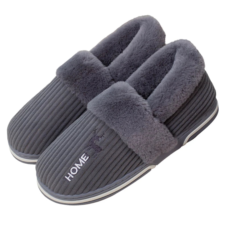 Comwarm New Women Slippers Winter Warm Plush Fur Antiskid Cloud Slippers Outdoor Breathable Thick Flat Sole Soft Home Slipper