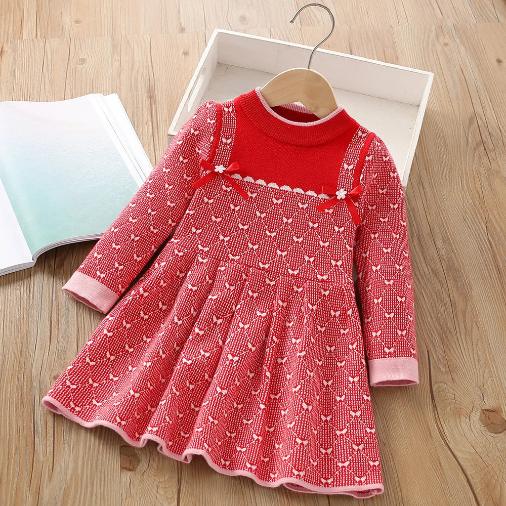 Girls Dress Winter Knitting Sweater Dress Autumn Long Sleeve Princess Dress Vestidos Warm Toddler Girl Clothes Kids Clothing girls dresses