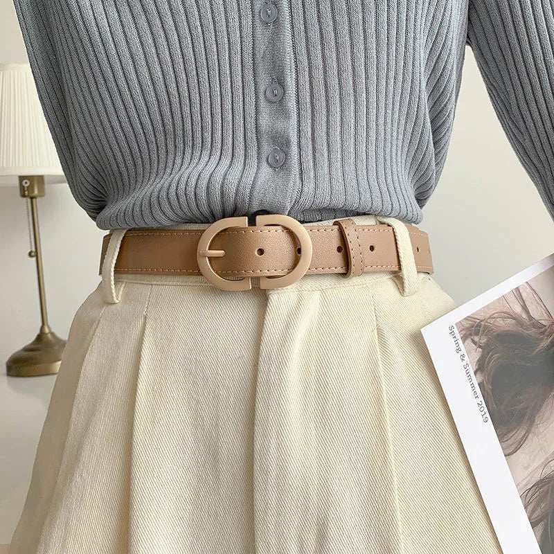 105cm Female Fashion Belt Simple Metal Buckle Belt for Women Black Suit Jeans Clothing Accessories belt